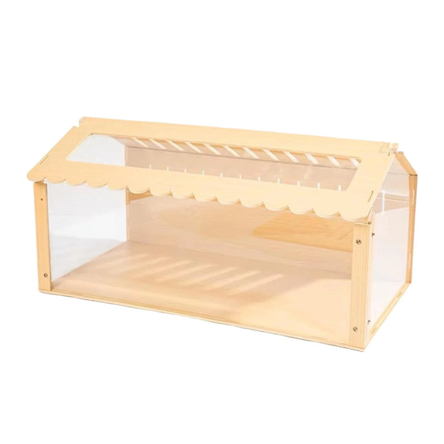 Wooden Transparent Hamster Pet Cage for Small Pet Habitat Home Use Easy Clean