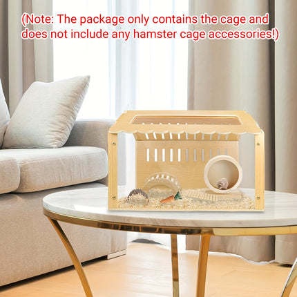 Wooden Transparent Hamster Pet Cage for Small Pet Habitat Home Use Easy Clean