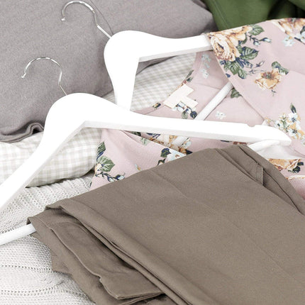 10PCS Wooden Suit Hangers - Clothes Coats Jackets Dress Pants Shirts Skirts