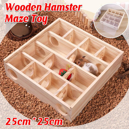 Wooden Hamster Maze Toy Interactive Small Pet Toy for Hamsters and Small Animals