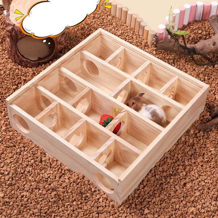 Wooden Hamster Maze Toy Interactive Small Pet Toy for Hamsters and Small Animals