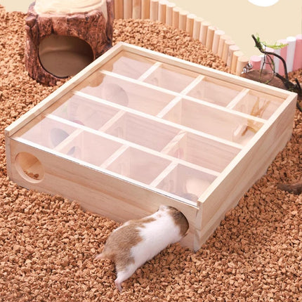 Wooden Hamster Maze Toy Interactive Small Pet Toy for Hamsters and Small Animals