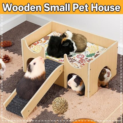 Wooden Hamster House with Stairs Removable Hut for Small Pets Hamster Habitat