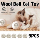 9PCS Wool Ball Cat Toy Set Durable Interactive for Kittens Playing Hunting Fun