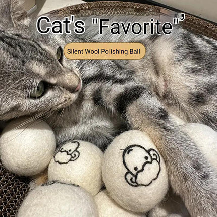 9PCS Wool Ball Cat Toy Set Durable Interactive for Kittens Playing Hunting Fun