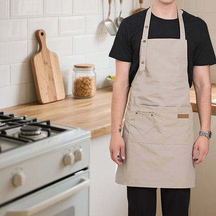 Cafe Restaurant Home Neck Hanging Waist Tie Apron Waterproof Adjustable Strap