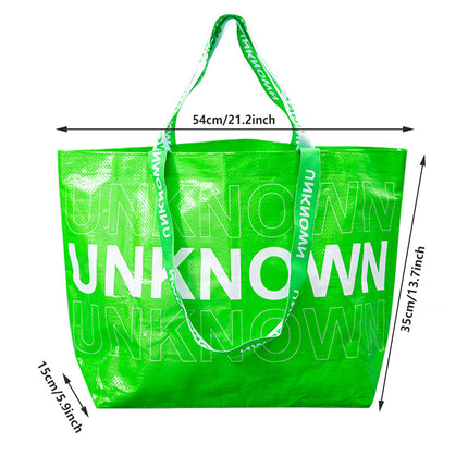 5pcs Hand Woven Green Handbags Waterproof Eco-Friendly Shopping Tote Bags