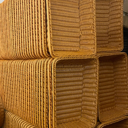 6PCS Woven Storage Baskets Rectangular PP Rattan Style Organiser for Home Shelf