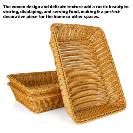 6PCS Woven Storage Baskets Rectangular PP Rattan Style Organiser for Home Shelf