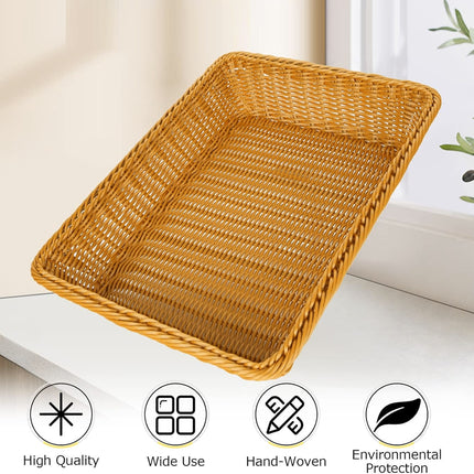 6PCS Woven Storage Baskets Rectangular PP Rattan Style Organiser for Home Shelf