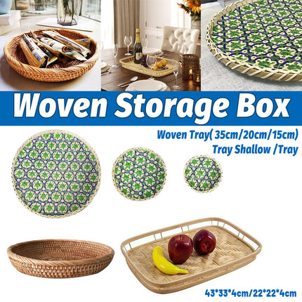 Rattan Woven Pastry Tray Desktop Storage Box Decorative Durable For Home Kitchen