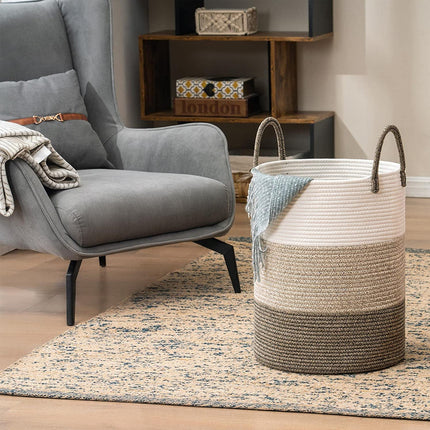 Handheld Cotton Rope Woven Storage Basket for Bedroom Bathroom Closet Durable