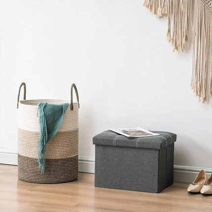 Handheld Cotton Rope Woven Storage Basket for Bedroom Bathroom Closet Durable