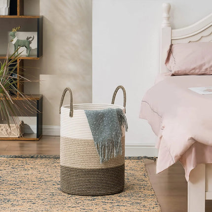 Handheld Cotton Rope Woven Storage Basket for Bedroom Bathroom Closet Durable