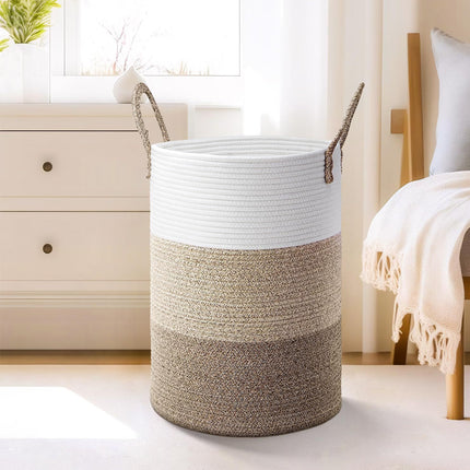 Handheld Cotton Rope Woven Storage Basket for Bedroom Bathroom Closet Durable