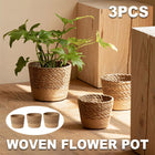 3pcs Natural Woven Basket Planters Garden Flower Pots for Home Living Decor