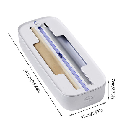 Kitchen Plastic Wrap Cutter Cling Film Dispenser Box ABS White 38.5 x 15 x 7cm
