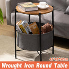 Round Side Table Bedside Storage Basket Modern Home Table with Storage Organizer