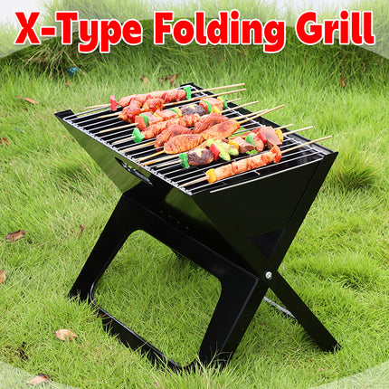 Grillz BBQ Grill Charcoal Smoker Outdoor Portable Camping Folding Steel Barbecue