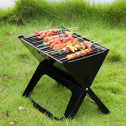 Grillz BBQ Grill Charcoal Smoker Outdoor Portable Camping Folding Steel Barbecue