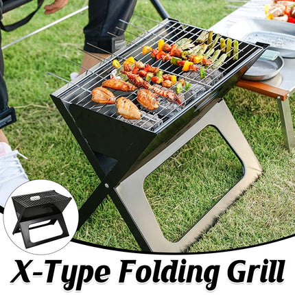 Grillz BBQ Grill Charcoal Smoker Outdoor Portable Camping Folding Steel Barbecue