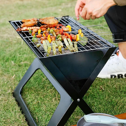 Grillz BBQ Grill Charcoal Smoker Outdoor Portable Camping Folding Steel Barbecue