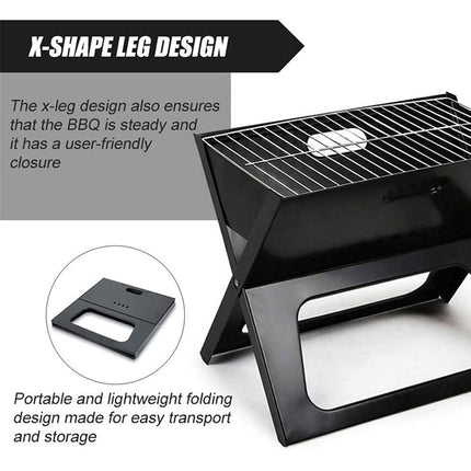 Grillz BBQ Grill Charcoal Smoker Outdoor Portable Camping Folding Steel Barbecue