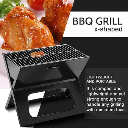 Grillz BBQ Grill Charcoal Smoker Outdoor Portable Camping Folding Steel Barbecue