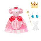 Little Princess Peach Costume Cosplay Marios Brother Princess Fancy Dress Crown AU