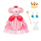 Little Princess Peach Costume Cosplay Marios Brother Princess Fancy Dress Crown AU