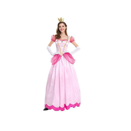 N505 Princess Peach Pink Mario Games Book Week Fancy Long Dress Up Party Costume AU