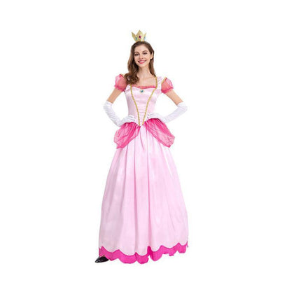 N505 Princess Peach Pink Mario Games Book Week Fancy Long Dress Up Party Costume AU