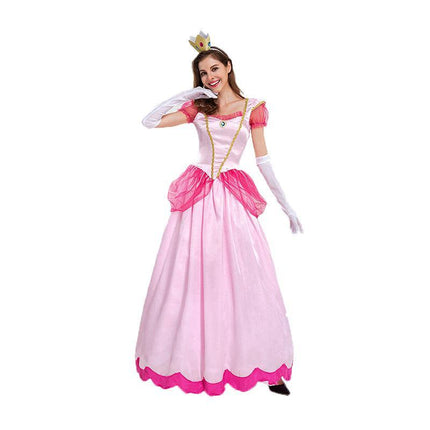 N505 Princess Peach Pink Mario Games Book Week Fancy Long Dress Up Party Costume AU