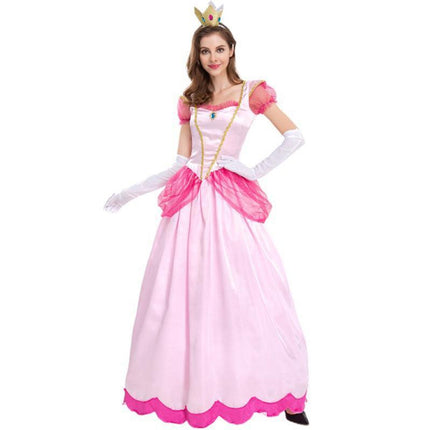 N505 Princess Peach Pink Mario Games Book Week Fancy Long Dress Up Party Costume AU