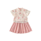 Pink Hanfu Two-Piece Summer Dress Traditional Floral Girl Suit Outfit