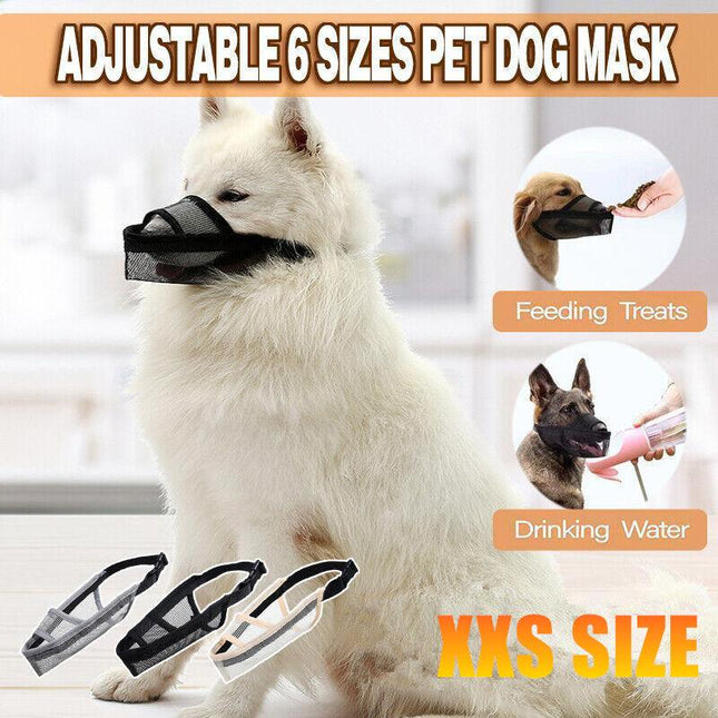 Adjustable XXS Size Pet Dog Mask Mouth Muzzle Anti Barking Bite Stop Chewing Mask - Aimall