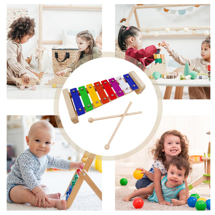 Kids Percussion Instrument 8/15 Tone Colourful Metal Xylophone Early Learning