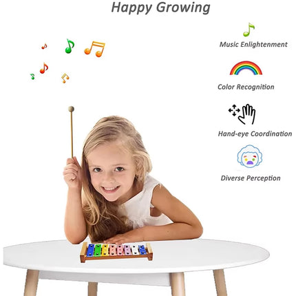 Kids Percussion Instrument 8/15 Tone Colourful Metal Xylophone Early Learning