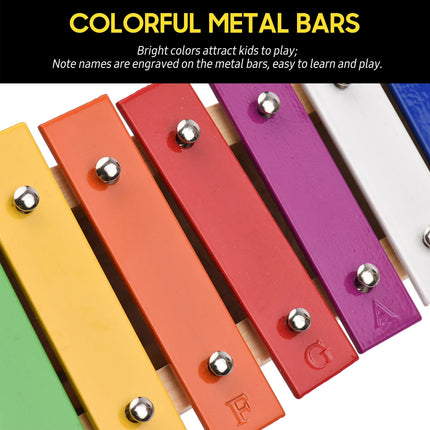 Kids Percussion Instrument 8/15 Tone Colourful Metal Xylophone Early Learning