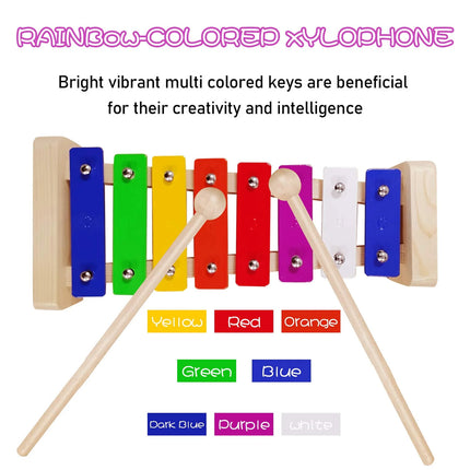 Kids Percussion Instrument 8/15 Tone Colourful Metal Xylophone Early Learning