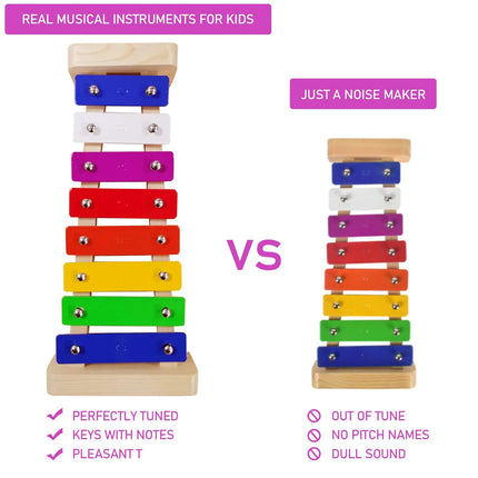 Kids Percussion Instrument 8/15 Tone Colourful Metal Xylophone Early Learning