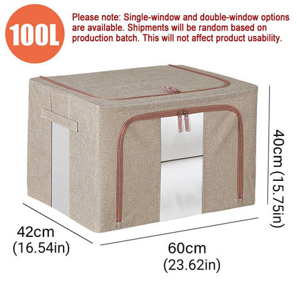 100L Foldable Storage Box Crushed Steel Frame Clothes Quilt Toys Organizer