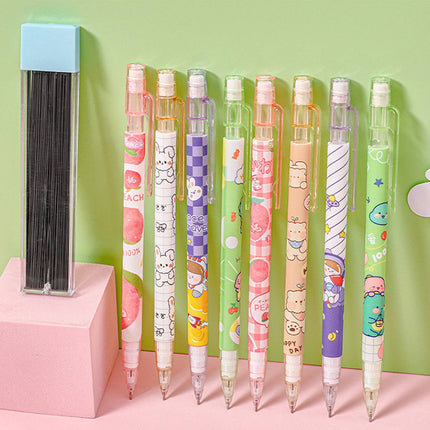 Mechanical Pencil Set with Lead Refills Cute Cartoon Student Stationery