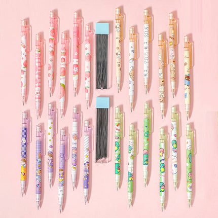 Mechanical Pencil Set with Lead Refills Cute Cartoon Student Stationery