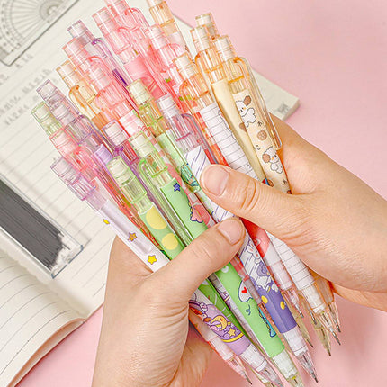 Mechanical Pencil Set with Lead Refills Cute Cartoon Student Stationery