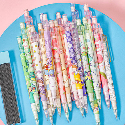 Mechanical Pencil Set with Lead Refills Cute Cartoon Student Stationery