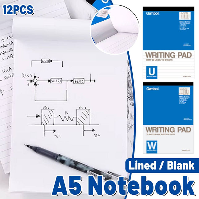 Gambol Soft Cover Writing Pads 12 Pack Lined or Blank