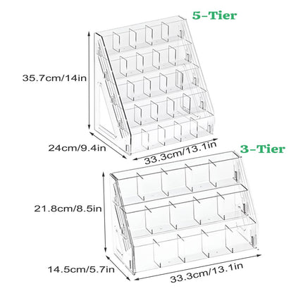3/5 Tier Large Capacity Clear Acrylic Divided Pen Holder Desktop Pen Organizer