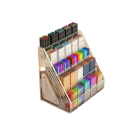 3/5 Tier Large Capacity Clear Acrylic Divided Pen Holder Desktop Pen Organizer