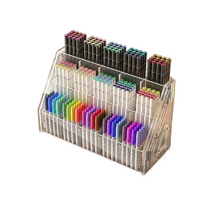 3/5 Tier Large Capacity Clear Acrylic Divided Pen Holder Desktop Pen Organizer